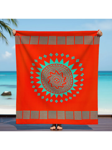 Le Comptoir de la Plage Microvezel strandlaken "Solari" oranje - (L)170 x (B)140 cm
