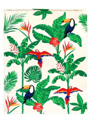 Le Comptoir de la Plage Mikrofaser-Strandtuch ''Toucan'' in Beige/ Grün - (L)170 x (B)140 cm