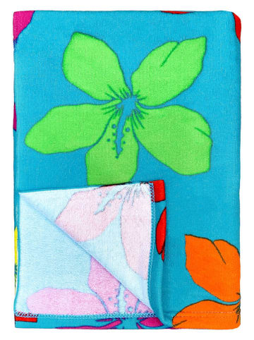 Le Comptoir de la Plage Microvezel strandlaken ''Blooming'' lichtblauw/meerkleurig - (L)170 x (B)90 cm