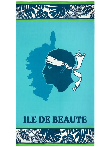 Le Comptoir de la Plage Mikrofaser-Strandtuch ''Bodri'' in Türkis/ Petrol - (L)170 x (B)90 cm
