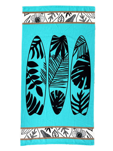 Le Comptoir de la Plage Mikrofaser-Strandtuch "Surf - Brisbane" in Türkis - (L)170 x (B)90 cm