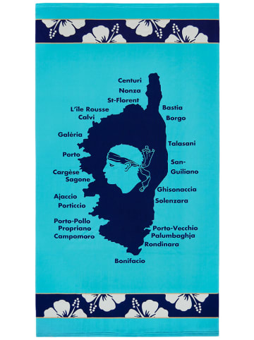 Le Comptoir de la Plage Ręcznik plażowy "Olzo" w kolorze turkusowo-granatowym - 170 x 90 cm