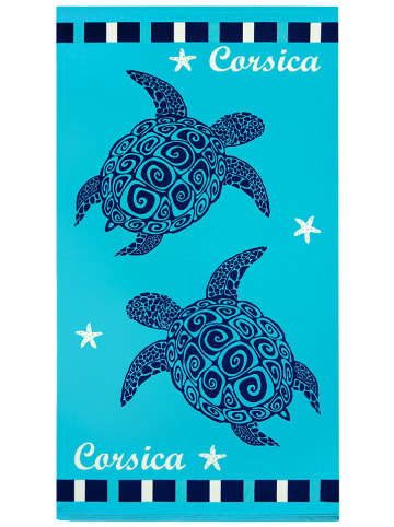 Le Comptoir de la Plage Mikrofaser-Strandtuch ''Piana'' in Türkis/ Dunkelblau - (L)170 x (B)90 cm