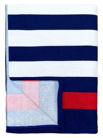 Le Comptoir de la Plage Mikrofaser-Strandtuch ''Studland'' in Dunkelblau/ Weiß/ Rot - (L)170 x (B)90 cm