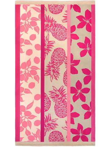 Le Comptoir de la Plage Mikrofaser-Strandtuch ''Tropea'' in Beige/ Pink - (L)170 x (B)90 cm