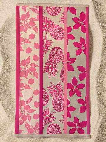 Le Comptoir de la Plage Mikrofaser-Strandtuch ''Tropea'' in Beige/ Pink - (L)170 x (B)90 cm