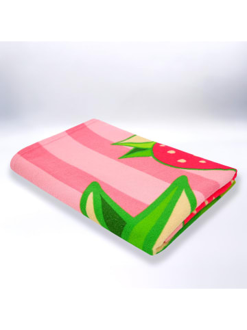 Le Comptoir de la Plage Microvezel strandlaken ''Pop-Fraise'' lichtroze/rood - (L)150 x (B)75 cm