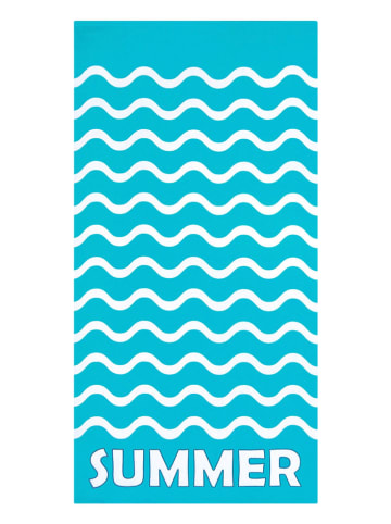 Le Comptoir de la Plage Mikrofaser-Strandtuch ''Vague-Pop'' in Hellblau - (L)150 x (B)75 cm