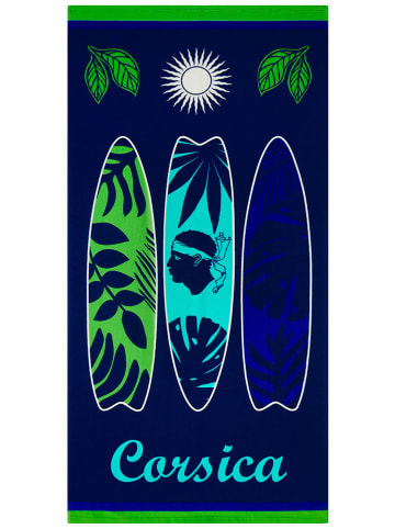 Le Comptoir de la Plage Mikrofaser-Strandtuch ''Algajola'' in Dunkelblau - (L)140 x (B)70 cm