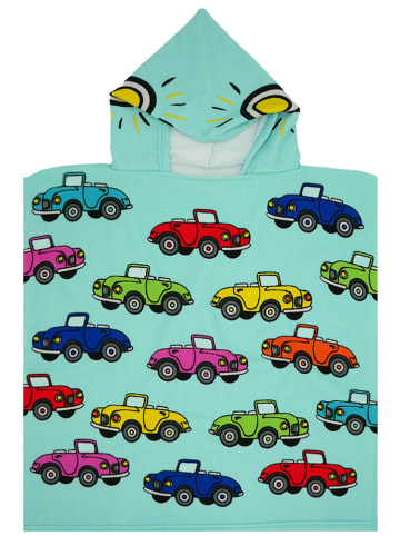 Le Comptoir de la Plage Ponczo kąpielowe "Cars" w kolorze turkusowym ze wzorem - 60 x 60 cm