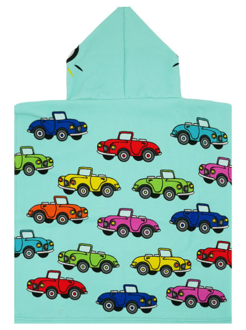 Le Comptoir de la Plage Ponczo kąpielowe "Cars" w kolorze turkusowym ze wzorem - 60 x 60 cm