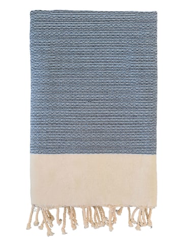 Le Comptoir de la Plage Fouta "Athena" in Blau/ Beige - (L)200 x (B)100 cm