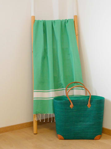 Le Comptoir de la Plage Fouta "Kozo" w kolorze zielonym - 200 x 100 cm