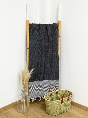 Le Comptoir de la Plage Fouta "Mikanda" in Schwarz/ Dunkelblau - (L)200 x (B)100 cm