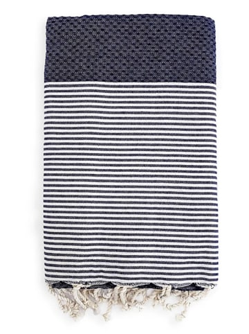Le Comptoir de la Plage Fouta "Mikanda" zwart/donkerblauw - (L)200 x (B)100 cm