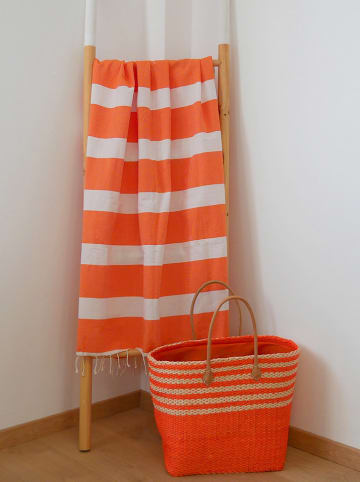 Le Comptoir de la Plage Fouta "Transat" w kolorze pomarańczowym - 200 x 100 cm