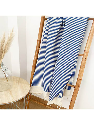 Le Comptoir de la Plage Fouta "Yadara" blauw/beige - (L)200 x (B)100 cm