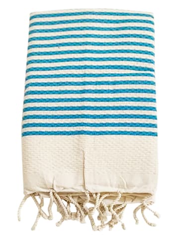 Le Comptoir de la Plage Fouta "Yadara" in Türkis/ Beige - (L)200 x (B)100 cm