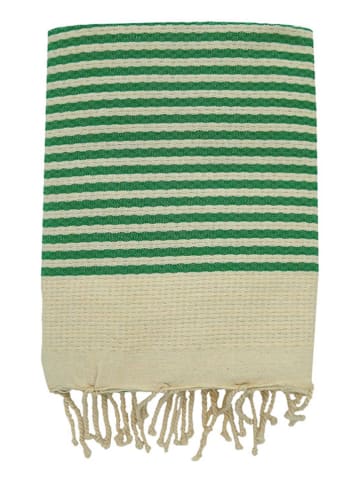 Le Comptoir de la Plage Fouta "Yadara" w kolorze zielono-beżowym - 200 x 100 cm