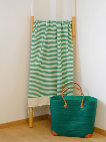 Le Comptoir de la Plage Fouta "Yadara" groen/beige - (L)200 x (B)100 cm