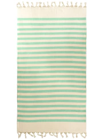 Le Comptoir de la Plage Fouta ''Fidji' in Beige/ Grün - (L)160 x (B)90 cm