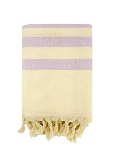 Le Comptoir de la Plage Fouta "Fidji" beige/paars - (L)160 x (B)90 cm