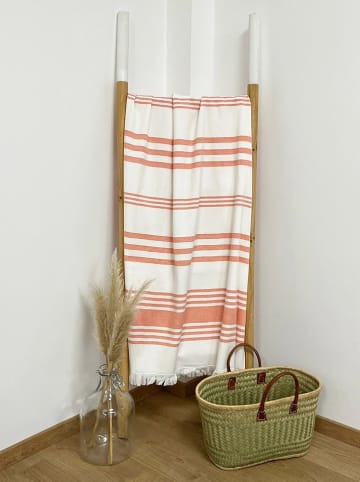 Le Comptoir de la Plage Fouta "Fidji" wit/oranje - (L)160 x (B)90 cm