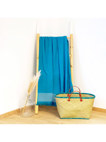 Le Comptoir de la Plage Fouta "Doublee - Paski" w kolorze turkusowym - 170 x 90 cm