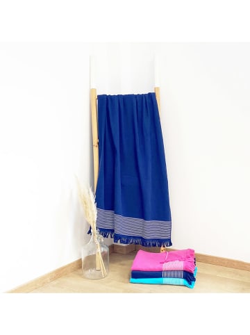 Le Comptoir de la Plage Fouta "Doublee - Paski" w kolorze granatowym - 170 x 90 cm