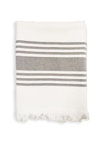 Le Comptoir de la Plage Fouta "Karabuk" wit/grijs - (L)180 x (B)140 cm
