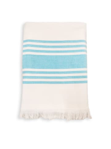 Le Comptoir de la Plage Fouta "Karabuk" w kolorze biało-turkusowym - 180 x 140 cm