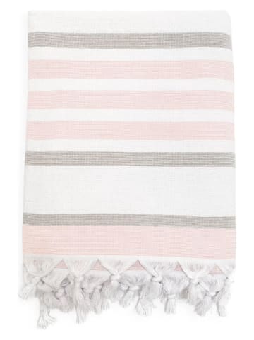 Le Comptoir de la Plage Fouta ''Latigo Blush'' lichtroze/crème - (L)180 x (B)140 cm