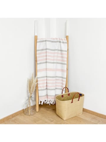 Le Comptoir de la Plage Fouta ''Latigo Blush'' in Rosa/ Creme - (L)180 x (B)140 cm