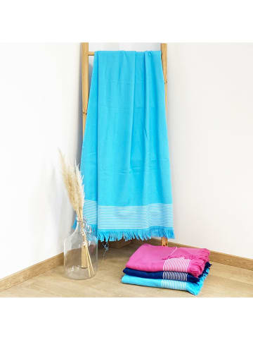 Le Comptoir de la Plage Fouta "Doublee - Paksi" turquoise - (L)180 x (B)140 cm