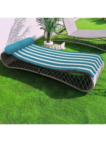 Le Comptoir de la Plage Strandmatte ''Bahia'' in Türkis/ Weiß - (L)180 x (B)60 cm