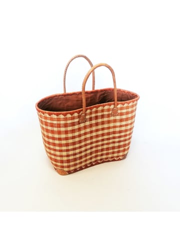 Le Comptoir de la Plage Strandtas "Carreaux" beige/lichtbruin - (B)35 x (H)35 x (D)20 cm