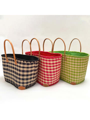 Le Comptoir de la Plage Strandtasche "Carreaux" in Beige/ Fuchsia - (B)35 x (H)35 x (T)20 cm