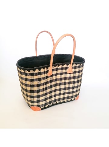 Le Comptoir de la Plage Strandtasche "Carreaux" in Beige/ Schwarz - (B)35 x (H)35 x (T)20 cm