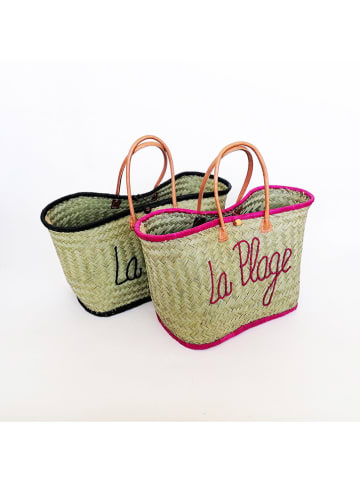 Le Comptoir de la Plage Strandtasche "Pasika" in Beige/ Fuchsia - (B)40 x (H)35 x (T)20 cm