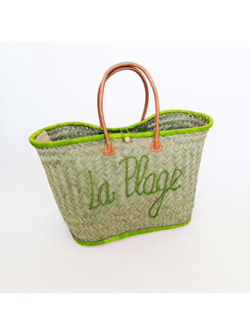 Le Comptoir de la Plage Strandtasche "Pasika" in Beige/ Grün - (B)40 x (H)35 x (T)20 cm