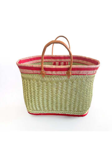 Le Comptoir de la Plage Strandtasche "Sava" in Beige/ Rot - (B)45 x (H)40 x (T)20 cm