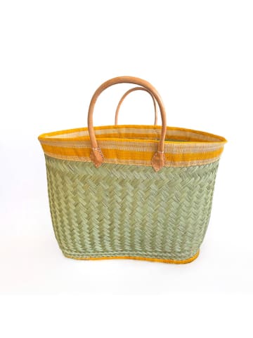 Le Comptoir de la Plage Strandtas "Sava" beige/geel - (B)45 x (H)40 x (D)20 cm