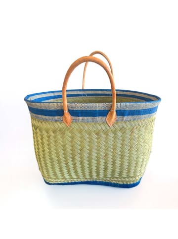 Le Comptoir de la Plage Strandtas "Sava" beige/turquoise - (B)45 x (H)40 x (D)20 cm
