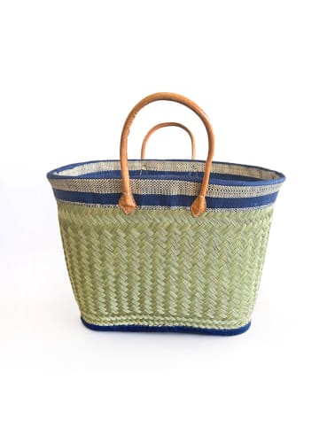 Le Comptoir de la Plage Strandtas "Sava" beige/donkerblauw - (B)45 x (H)35 x (D)20 cm