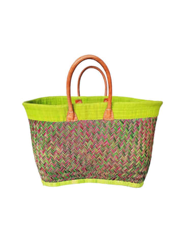 Le Comptoir de la Plage Strandtas "Antaly" groen/roze - (B)56 x (H)30 x (D)23 cm