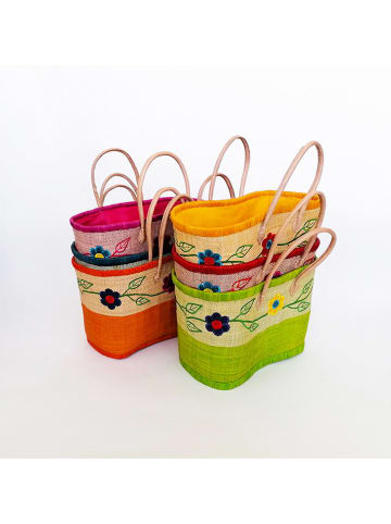 Le Comptoir de la Plage Strandtasche "Namakia" in Beige/ Türkis - (B)48 x (H)30 x (T)20 cm