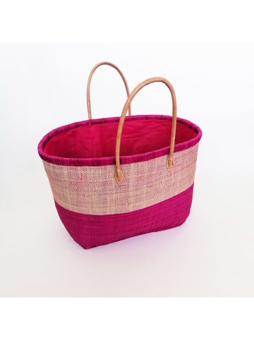 Le Comptoir de la Plage Strandtasche "Ivato" in Beige/ Fuchsia - (B)52 x (H)35 x (T)22 cm