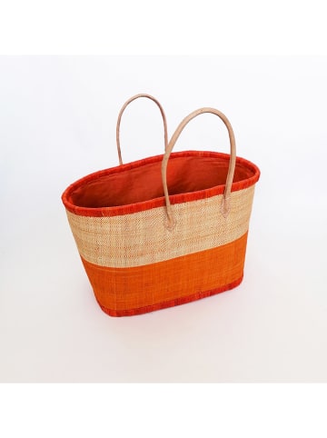 Le Comptoir de la Plage Strandtas "Ivato" beige/oranje - (B)52 x (H)35 x (D)22 cm