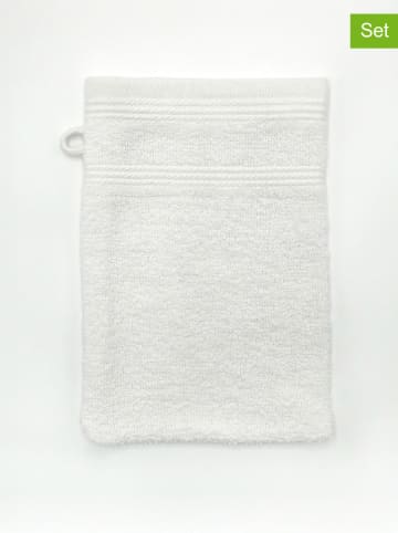 Le Comptoir de la Plage 2-delige set: washandjes wit - (L)21 x (B)15 cm
