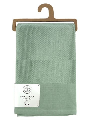 Le Comptoir de la Plage Ręcznik prysznicowy "Waffle" w kolorze zielonym - 150 x 90 cm